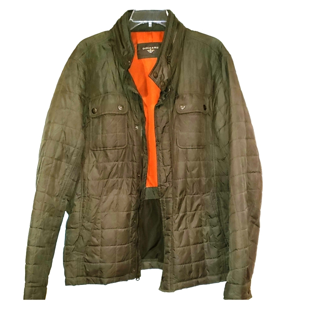 Dockers Men Olive Puffer Quilted Jacket